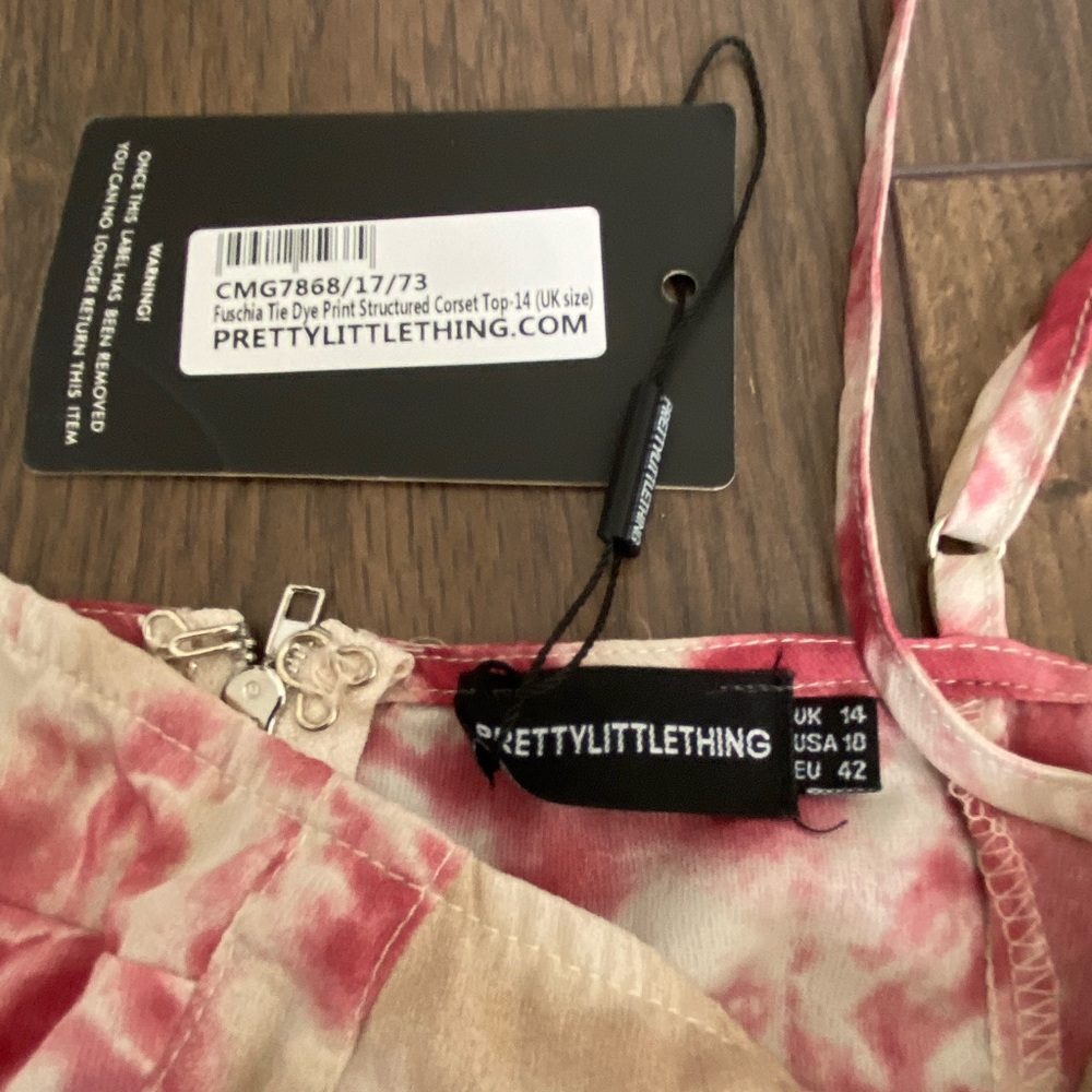 PrettyLittleThing Fuchsia and Cream Tie-Dye Camisole - Picture 7 of 9